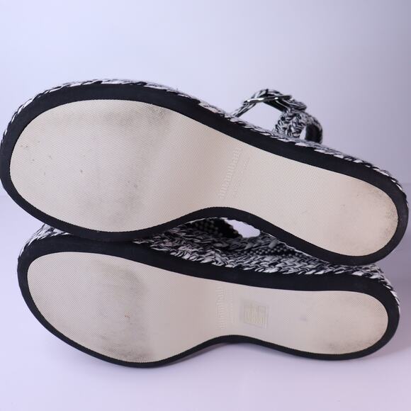 AMAMBAIH Free People Carmen Flatform Sandals Ivory Black Crisscross Women's 40 - Picture 12 of 12